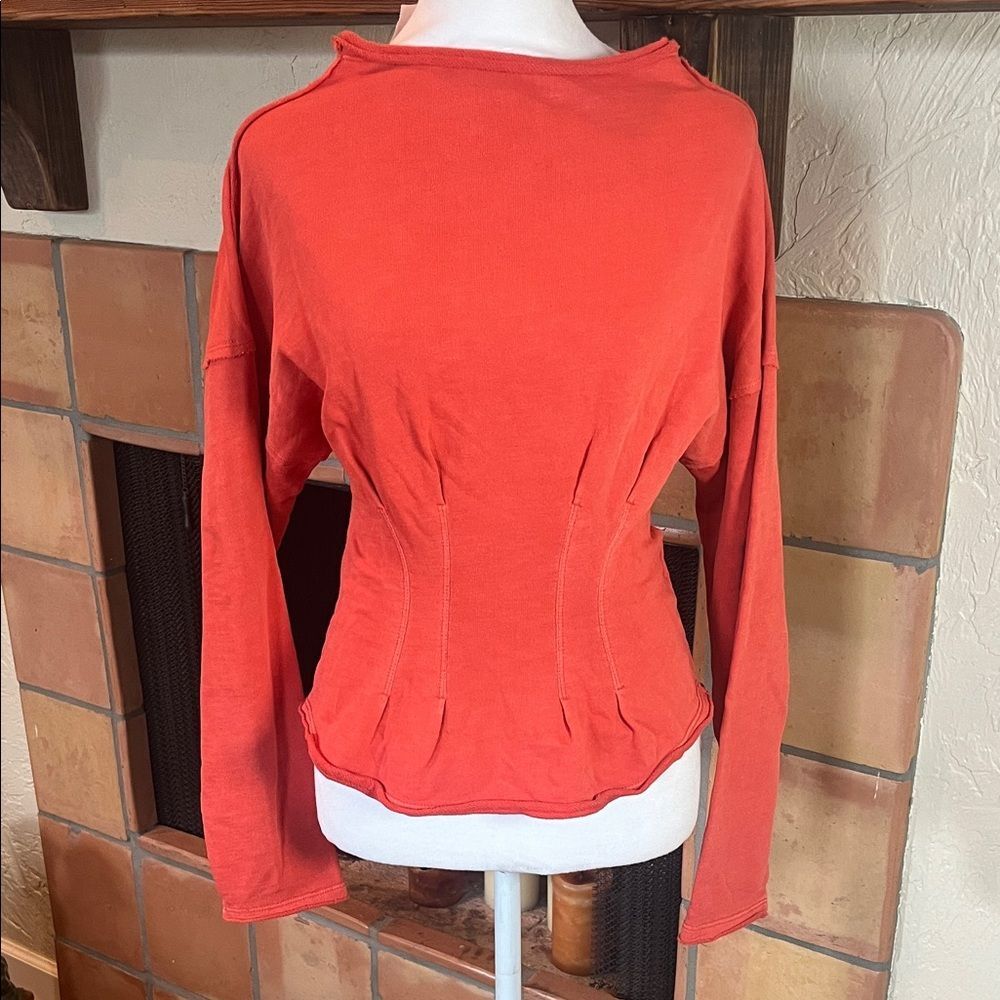Pilcro by Anthropologie Orange Cinch Waist Sweatshirt Top, size S